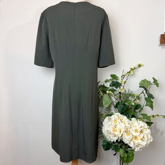 M.M. Lafleur Emily Dress in Olive Recycled WonderTex | Size 12 - Picture 6 of 13